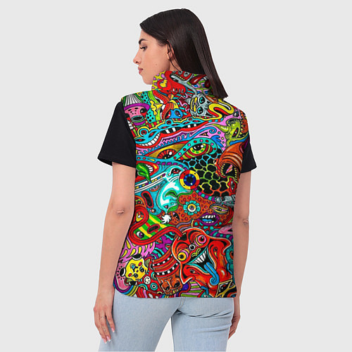 Женский жилет Яркая абстракция bright abstraction / 3D-Черный – фото 4