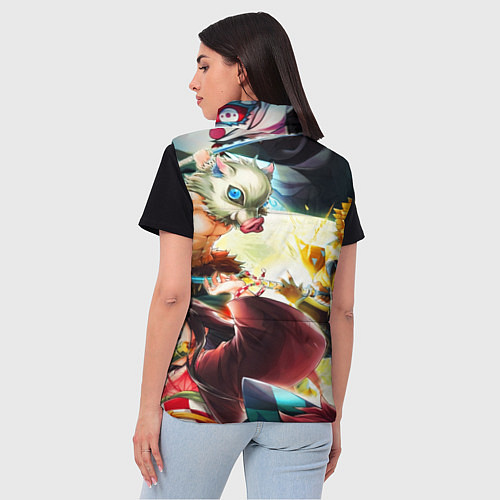 Женский жилет КЛИНОК РАССЕКАЮЩИЙ ДЕМОНОВ ПЕРСОНАЖИ / 3D-Черный – фото 4