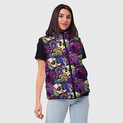 Женский жилет Психоделика - черепа и грибы, цвет: 3D-красный — фото 2