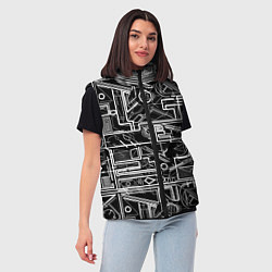 Женский жилет Белые абстрактные линии, цвет: 3D-красный — фото 2