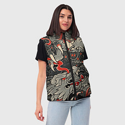 Женский жилет Китайский Дракон, China Dragon, цвет: 3D-черный — фото 2