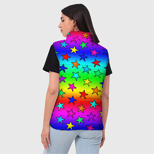 Женский жилет Радужные звезды / 3D-Черный – фото 4