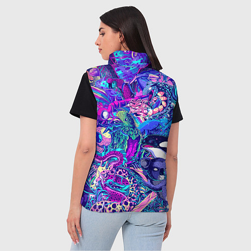 Женский жилет Неоновые Звери / 3D-Черный – фото 4