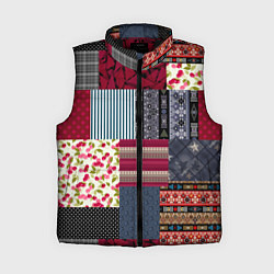 Женский жилет Деревенский стиль Пэчворк, цвет: 3D-черный