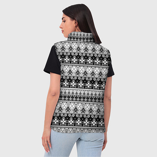 Женский жилет Черно-белый орнамент / 3D-Черный – фото 4