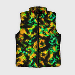 Женский жилет Абстрактный желто-зеленый узор, цвет: 3D-красный