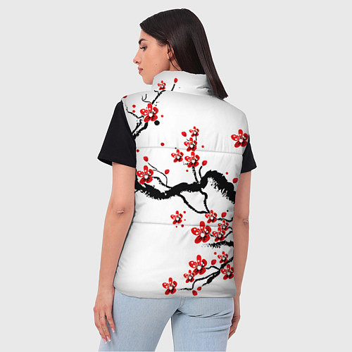 Женский жилет САКУРА ЦВЕТЁТ И БЛАГАУХАЕТ / 3D-Черный – фото 4