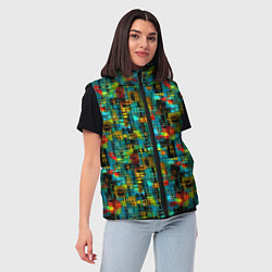 Женский жилет Разноцветные штрихи на бирюзе, цвет: 3D-красный — фото 2