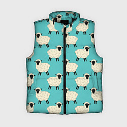 Женский жилет Овечки паттерн на бирюзовом, цвет: 3D-черный