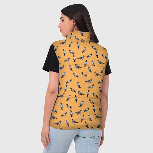 Женский жилет Голуби паттерн на желтом / 3D-Красный – фото 4