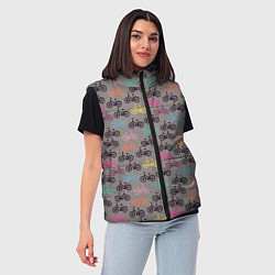 Женский жилет Цветные велосипеды паттерн, цвет: 3D-черный — фото 2