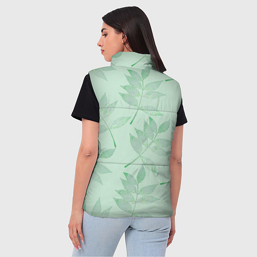 Женский жилет Зеленые листья / 3D-Черный – фото 4