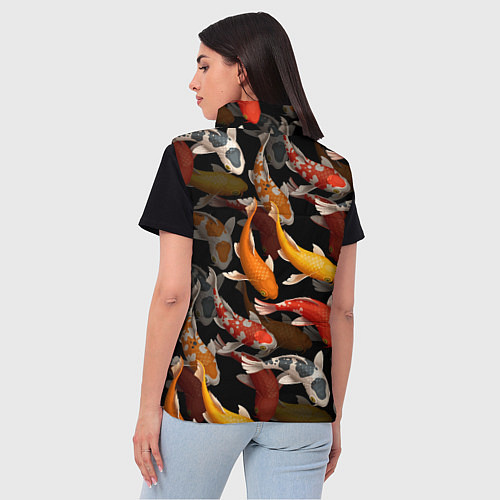 Женский жилет Карпы кои Японские карпы / 3D-Черный – фото 4