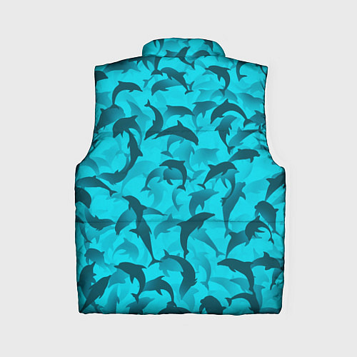 Женский жилет Синий камуфляж с дельфинами / 3D-Светло-серый – фото 2