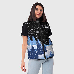 Женский жилет Снежная ночь в зимнем лесу, цвет: 3D-черный — фото 2