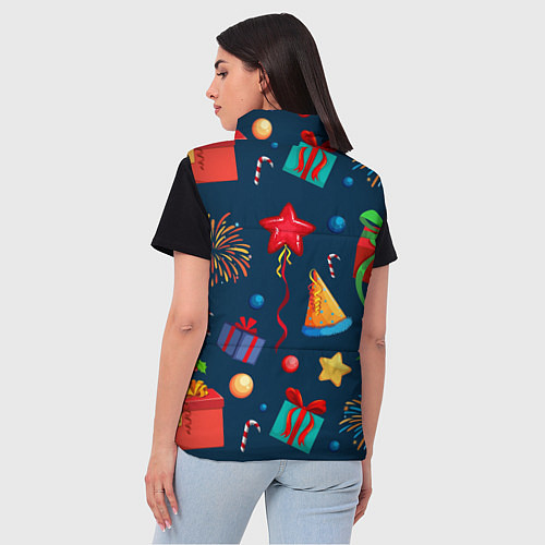 Женский жилет Новогодний Паттерн! / 3D-Красный – фото 4