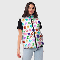 Женский жилет 7 СМЕРТНЫХ ГРЕХОВ ЦВЕТНОЙ ПАТТЕРН СИМВОЛЫ, цвет: 3D-светло-серый — фото 2