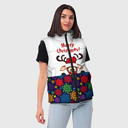 Женский жилет Merry Christmas оленёнок, цвет: 3D-красный — фото 2