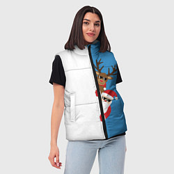 Женский жилет Крутые Санта и Олень, цвет: 3D-светло-серый — фото 2