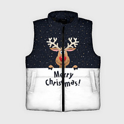 Женский жилет Новогодний Оленёнок Рудольф, цвет: 3D-черный