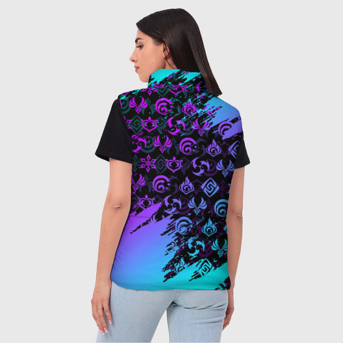Женский жилет GENSHIN NEON PATTERN SYMBOL НЕОН ЭМБЛЕМЫ / 3D-Красный – фото 4