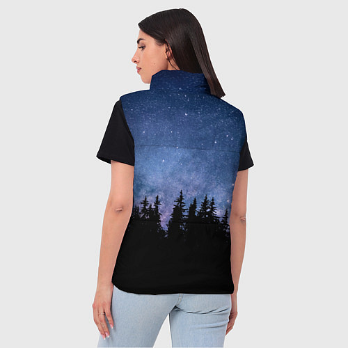 Женский жилет НОЧНОЙ ЛЕС И ЗВЕЗДЫ / 3D-Черный – фото 4