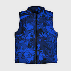 Женский жилет SONIC BLUE PATTERN СИНИЙ ЁЖ, цвет: 3D-черный