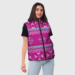 Женский жилет Свитер со снежинками, цвет: 3D-красный — фото 2