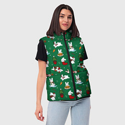 Женский жилет Новогодний паттерн с зайчиками, цвет: 3D-черный — фото 2