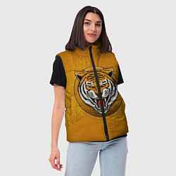 Женский жилет Голова свирепого тигра, цвет: 3D-светло-серый — фото 2