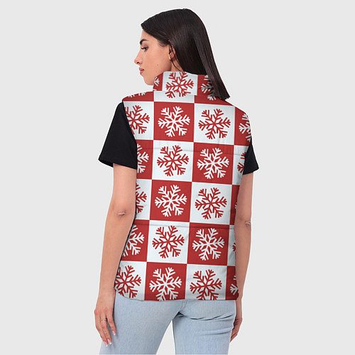 Женский жилет Шахматные Снежинки / 3D-Красный – фото 4