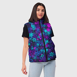 Женский жилет Неоновые снежинки, цвет: 3D-красный — фото 2
