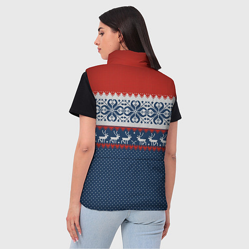 Женский жилет НОВОГОДНИЙ УЗОР С ОЛЕНЯМИ / 3D-Черный – фото 4