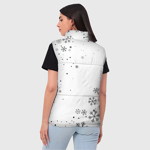 Женский жилет Новогодний тигр летящие снежинки / 3D-Черный – фото 4