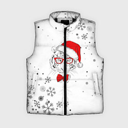 Женский жилет Новогодний тигр летящие снежинки