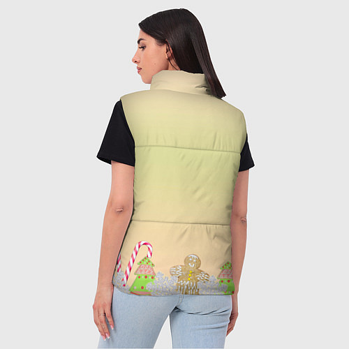 Женский жилет Рождество и Новый год: пряники карамель / 3D-Черный – фото 4