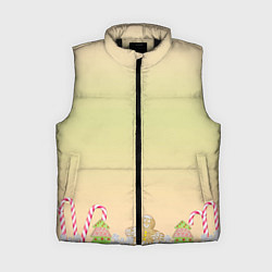 Женский жилет Рождество и Новый год: пряники карамель, цвет: 3D-черный