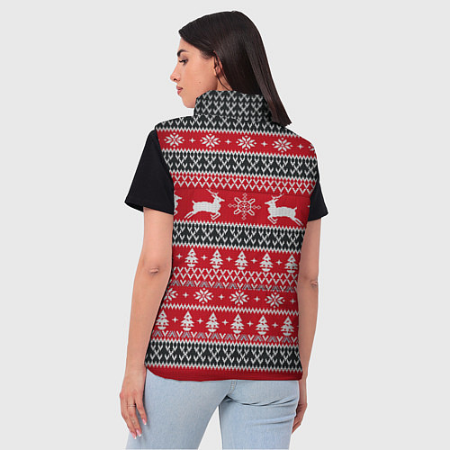 Женский жилет НОВОГОДНИЙ УЗОР С ОЛЕНЯМИ / 3D-Черный – фото 4