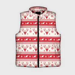 Женский жилет Новогодний орнамент с Оленями, цвет: 3D-красный