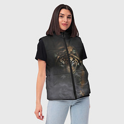 Женский жилет Тигр в тумане, цвет: 3D-черный — фото 2