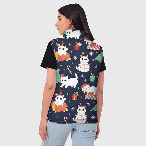 Женский жилет Новогодние Котята 2022 / 3D-Красный – фото 4