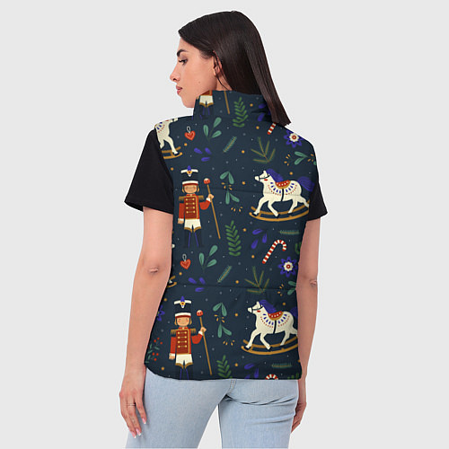 Женский жилет Щелкунчик паттерн с лошадкой / 3D-Черный – фото 4