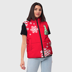 Женский жилет НОВОГОДНИЙ ДИНОЗАВРИК DINOSAUR, цвет: 3D-светло-серый — фото 2