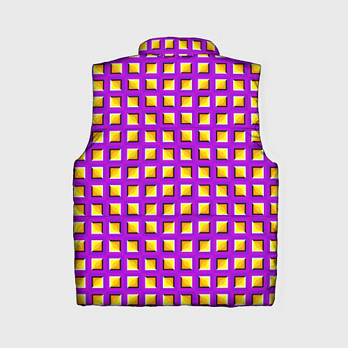 Женский жилет Фиолетовый Фон с Желтыми Квадратами Иллюзия Движен / 3D-Светло-серый – фото 2