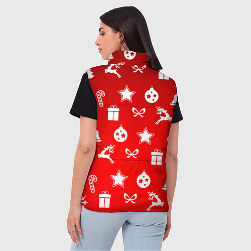 Женский жилет Новогодний узор красный градиент / 3D-Черный – фото 4