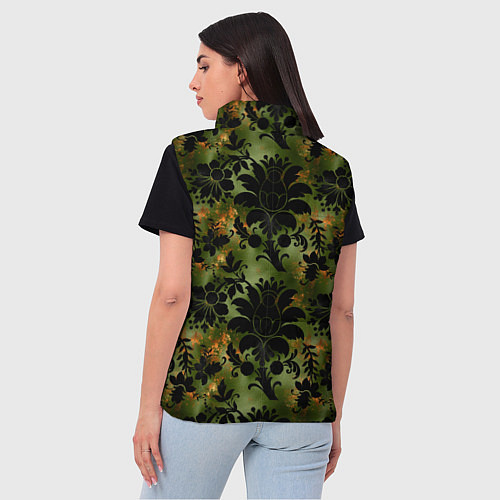 Женский жилет Темные тропические листья / 3D-Красный – фото 4