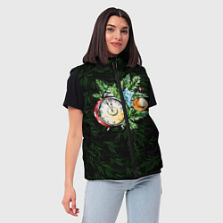 Женский жилет Пока Часы 12 бьют Новогодний Паттерн, цвет: 3D-красный — фото 2