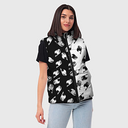 Женский жилет FAIRY TAIL BLACK WHITE ХВОСТ ФЕИ СИМВОЛЫ ЧЁРНО БЕЛ, цвет: 3D-черный — фото 2