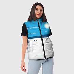 Женский жилет Зимняя рыбалка на озере, цвет: 3D-черный — фото 2