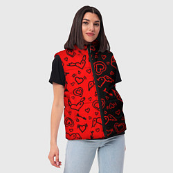 Женский жилет Черно-Красные сердца с крылышками, цвет: 3D-красный — фото 2